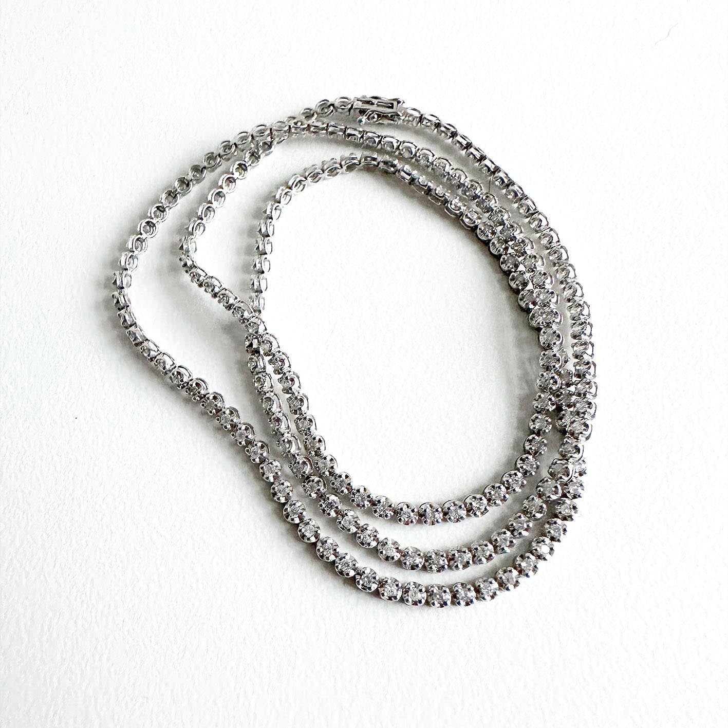 Disco Triple Diamond Tennis Bracelet in 18K White Gold