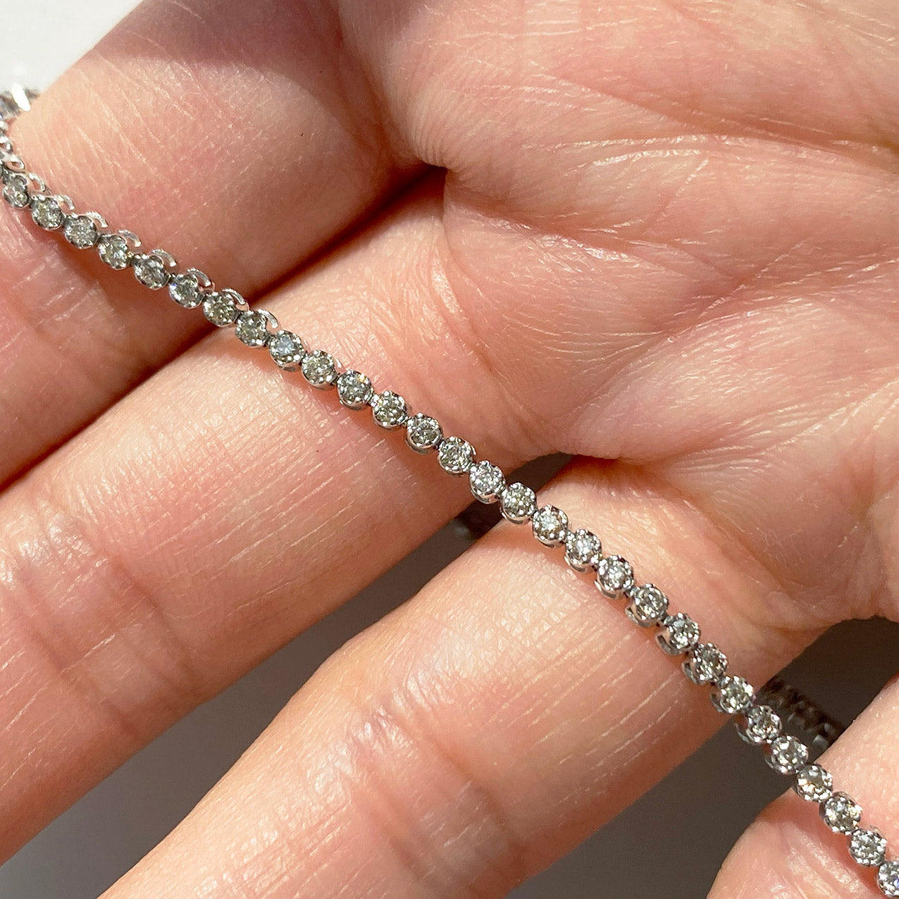 2.0ct diamond tennis necklace 18k white gold on hand