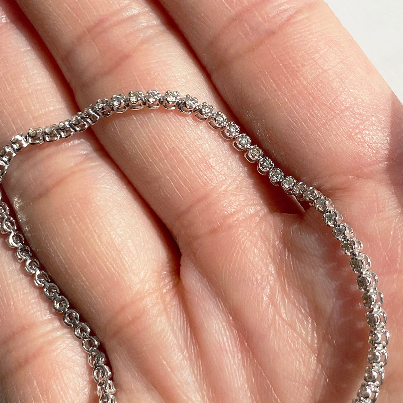 2.0ct diamond tennis necklace 18k white gold on hand