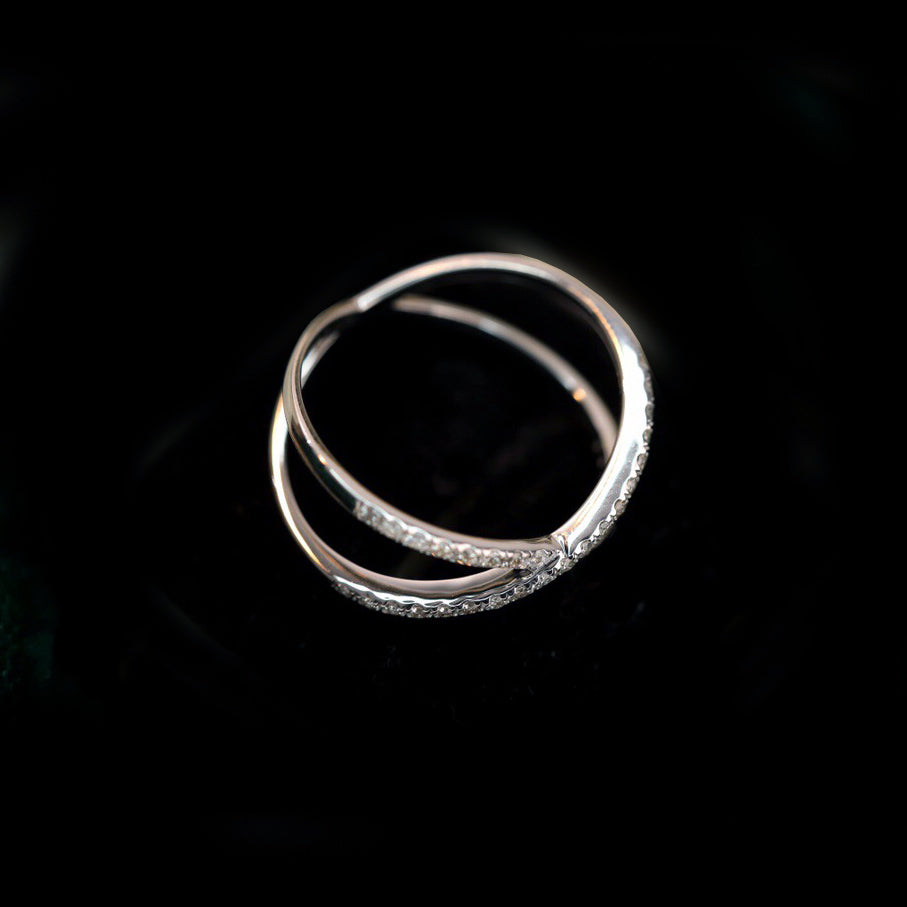 ooak cross diamond ring 18k white gold