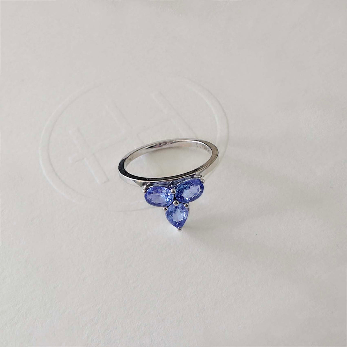 eden blue tazanite ring in 18k white gold