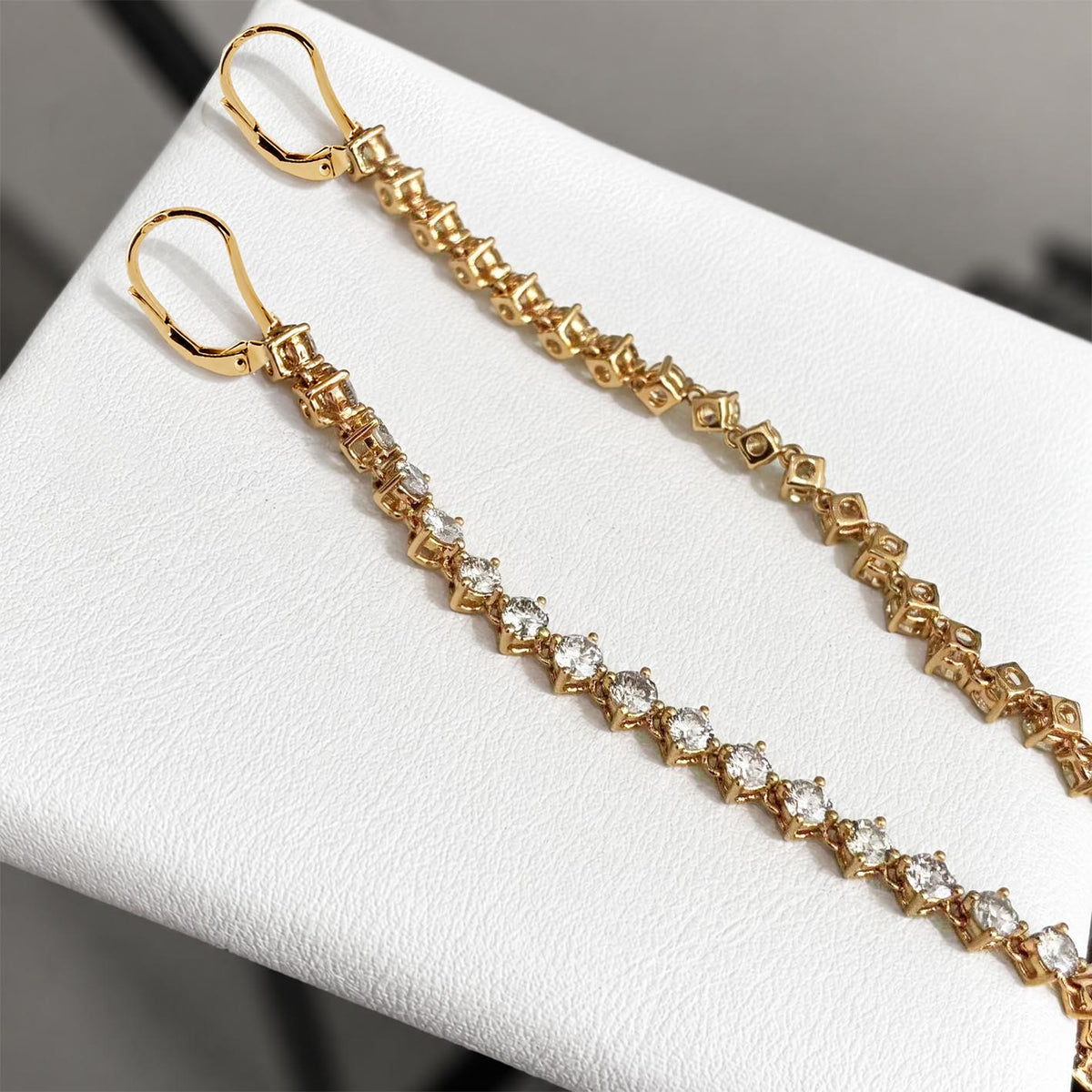 embrace 3.0ct diamond tennis earrings in 18k gold side view