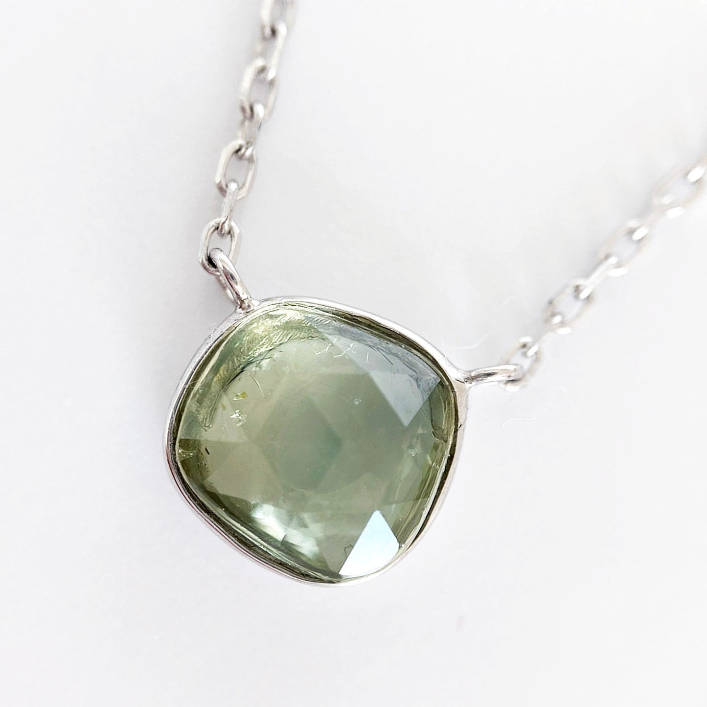 love more green sapphire necklace 18k white gold