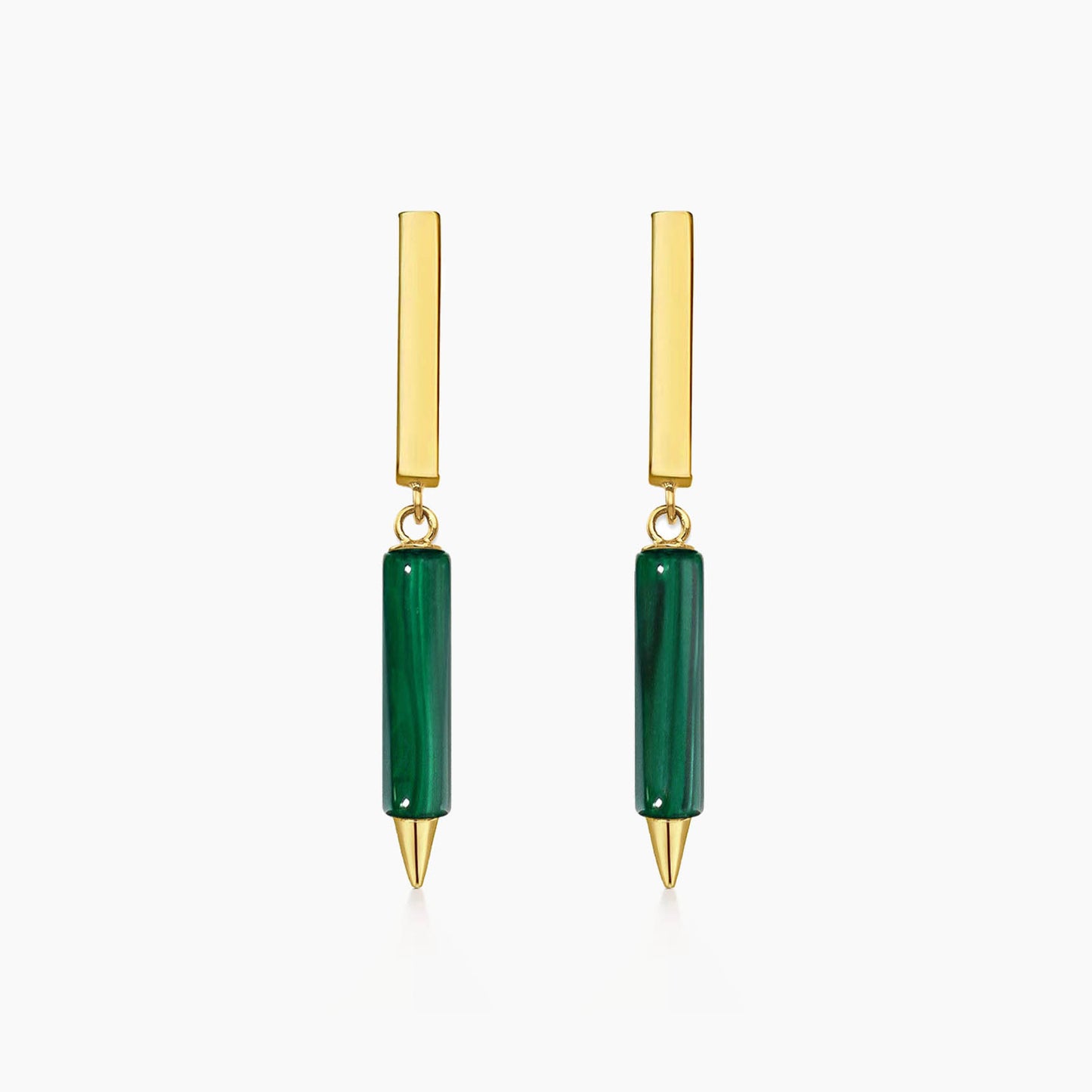 jullie malachite stick earrings in 18k gold plated sterling silver