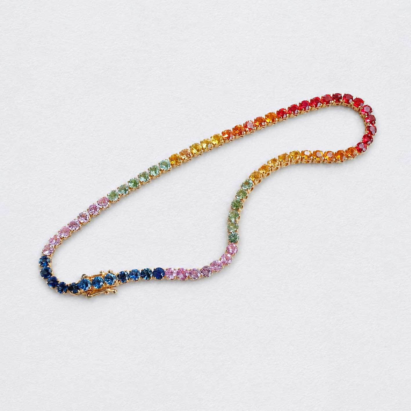 one of a kind rainbow sapphire bracelet in 18k gold