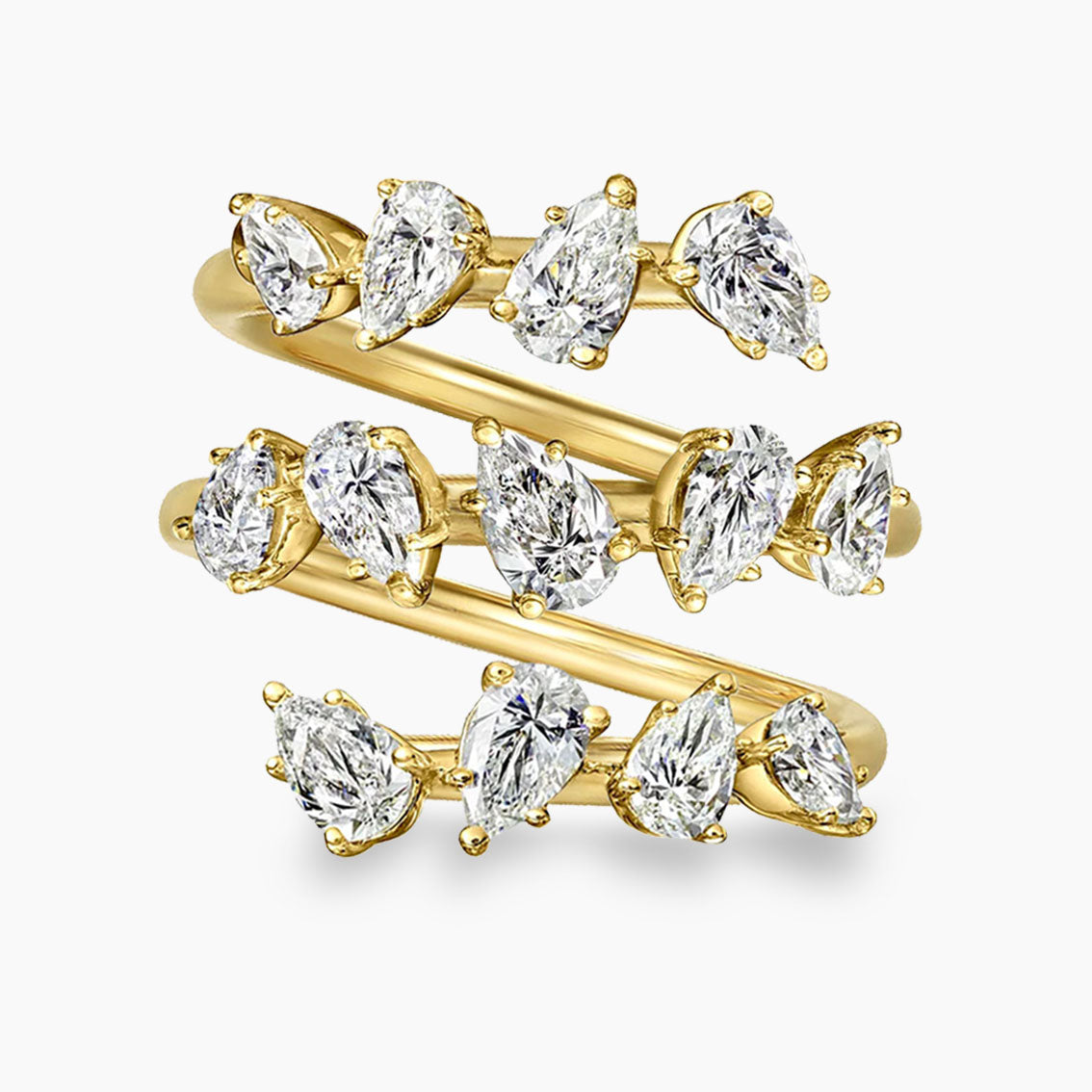 Teide Pear-cut Diamond Wrap Ring in 18K Gold