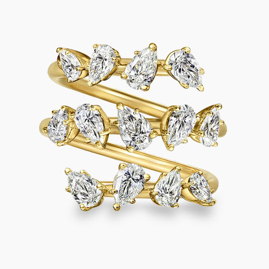 Teide Pear-cut Diamond Wrap Ring in 18K Gold