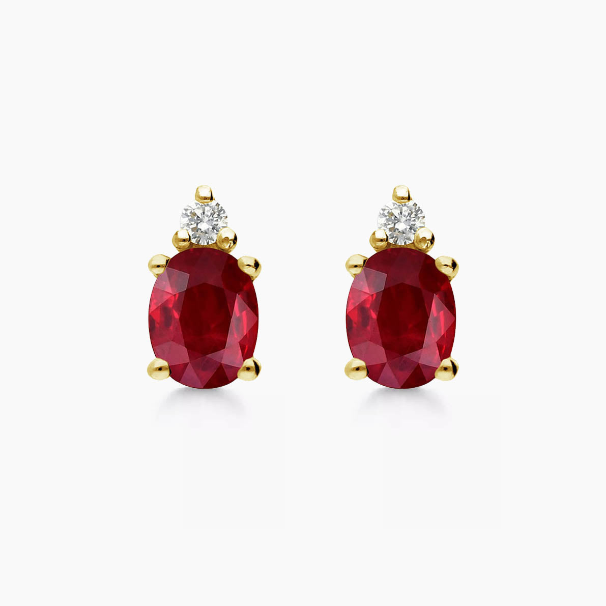 single tulip ruby diamond earrings 18k gold