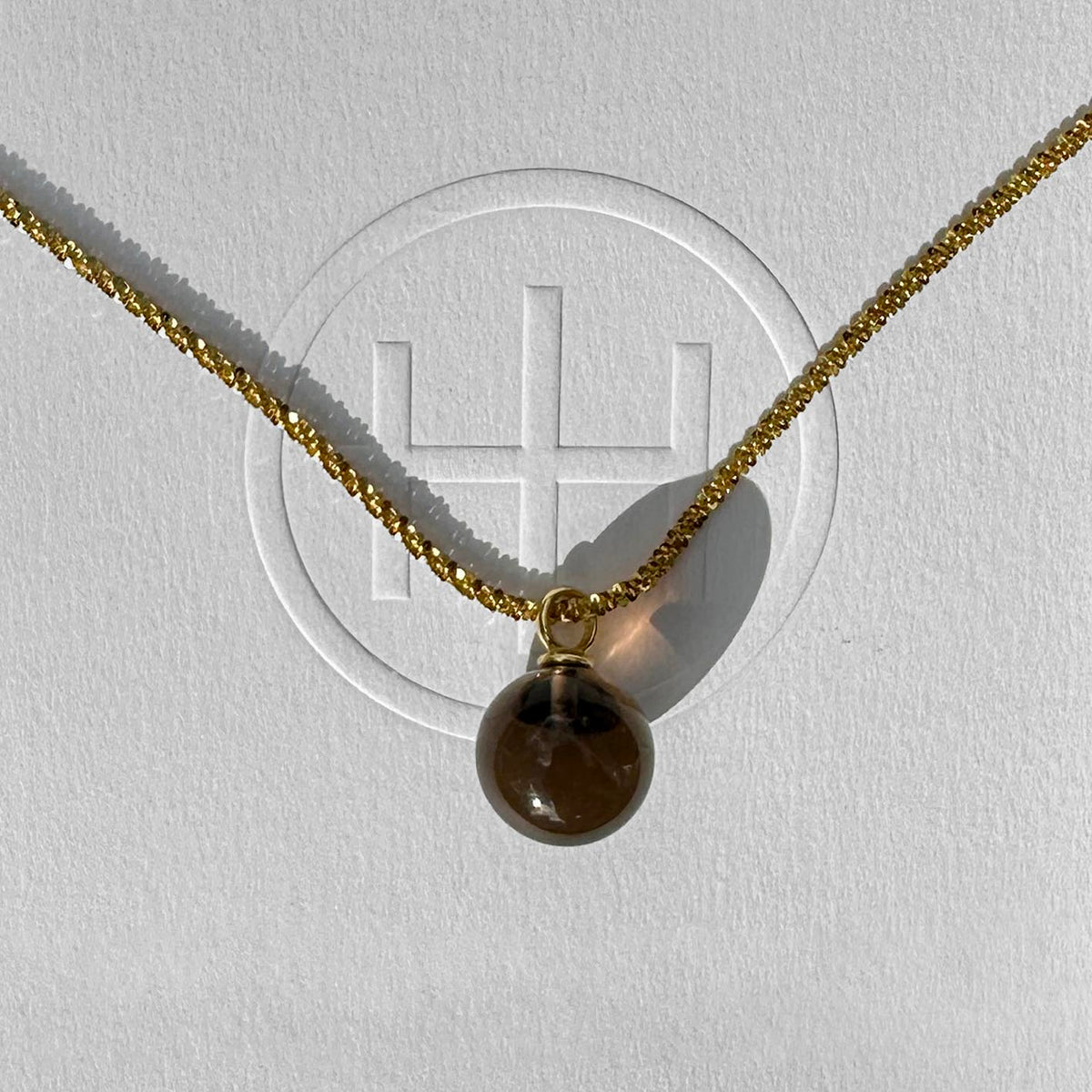 jullie smoky quartz ball necklace in 18k gold plated sterling silver