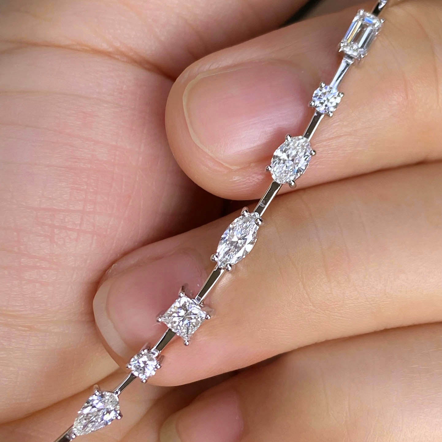 Teide Fancy Cut Diamond Bracelet in 18K White Gold