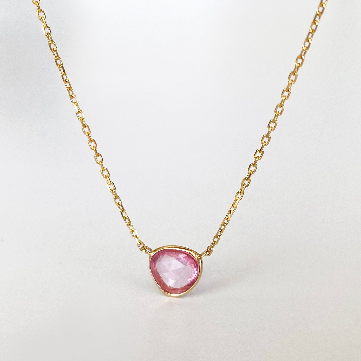 love more pink sapphire necklace 18k gold