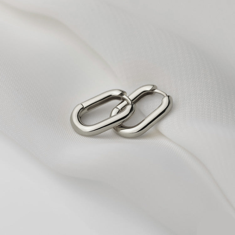 small oval earrings 18k white gold plated sterling silver