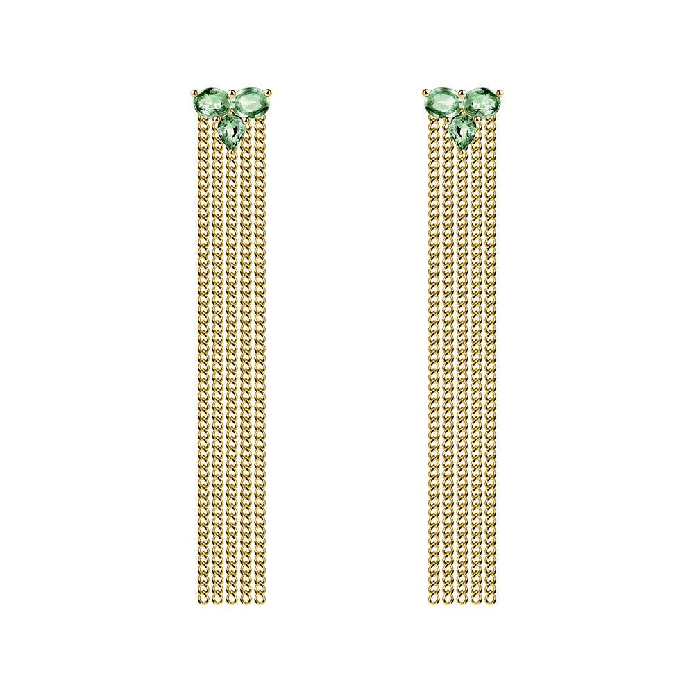 tourmaline 2ct earrings with chains 18k gold