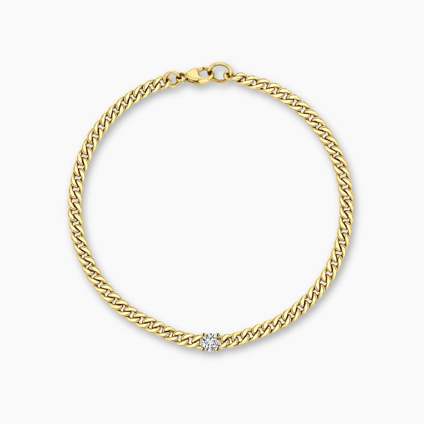 ooak 0.25ctround diamond cuban link bracelet in 18k gold