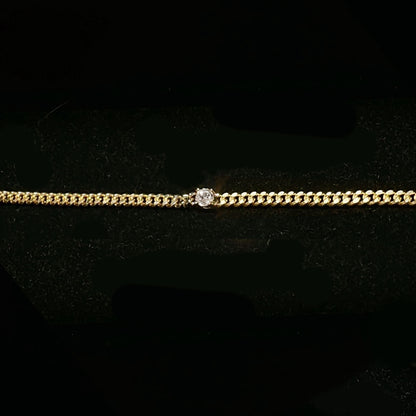 ooak 0.25ctround diamond cuban link bracelet in 18k gold