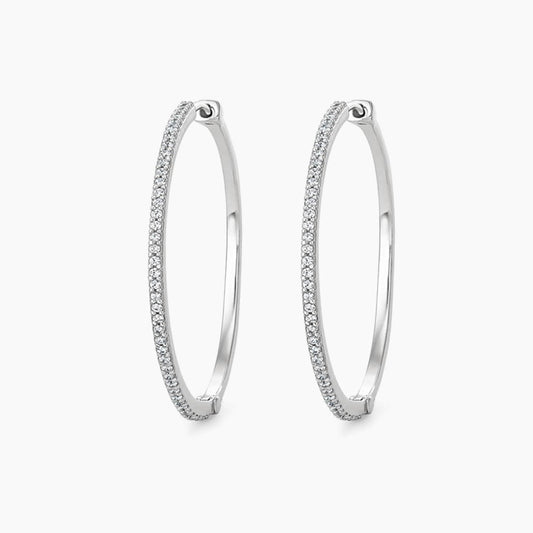 0.8ct diamond hoop earrings in 18k white gold