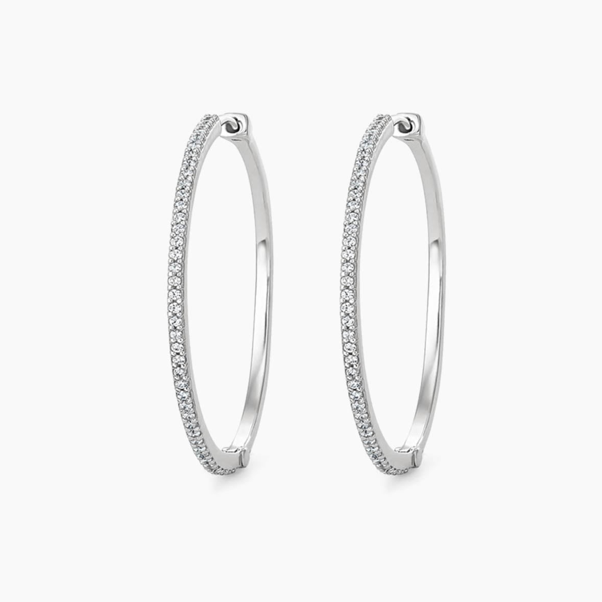 Made to Order - Diamond Hoop Earrings in 18K White Gold
