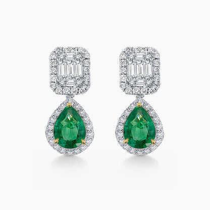 1.05ct emerald diamond earrings in 18k white gold