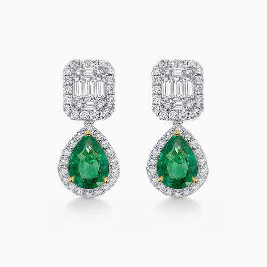 1.05ct emerald diamond earrings in 18k white gold