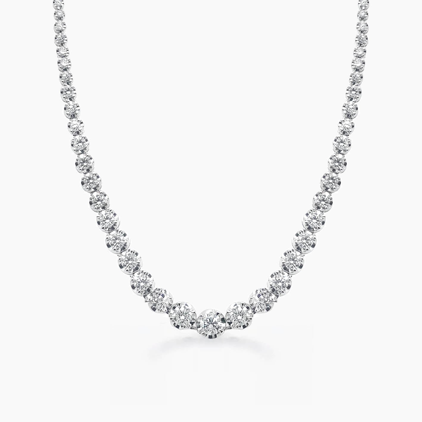 10ct graduated diamond tennis necklace 18k white gold