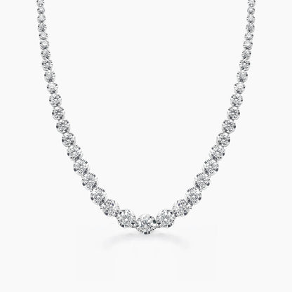 10ct graduated diamond tennis necklace 18k white gold