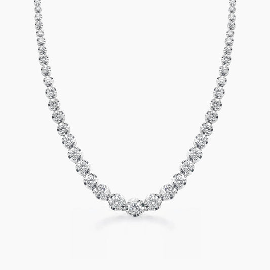 10ct graduated diamond tennis necklace 18k white gold