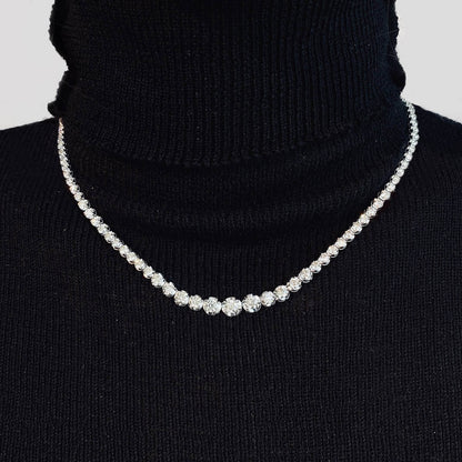 10ct graduated diamond tennis necklace 18k white gold model