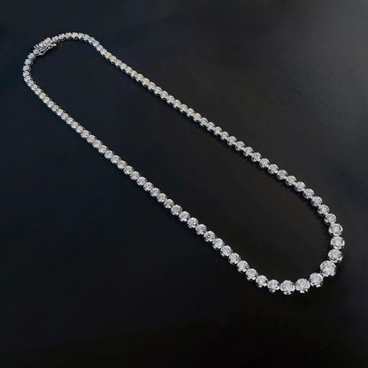 10ct graduated diamond tennis necklace 18k white gold