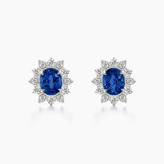 snowflake diamonds and sapphires earrings in 18k white gold