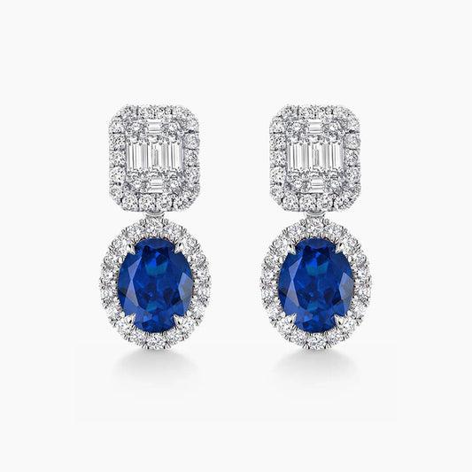 1.24ct sapphire earrings with diamonds in 18k white gold