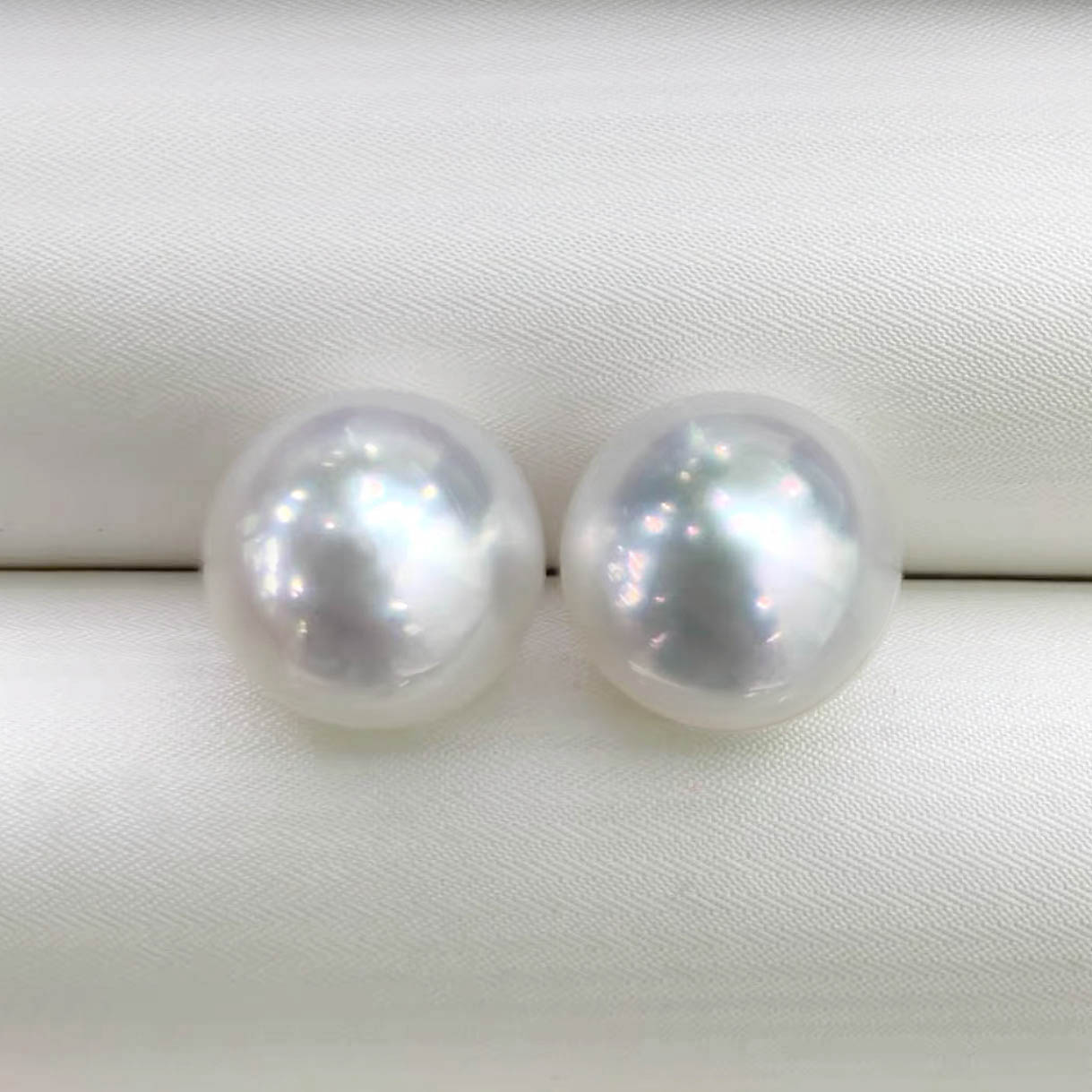 12mm south sea white pearl earrings in 18k gold