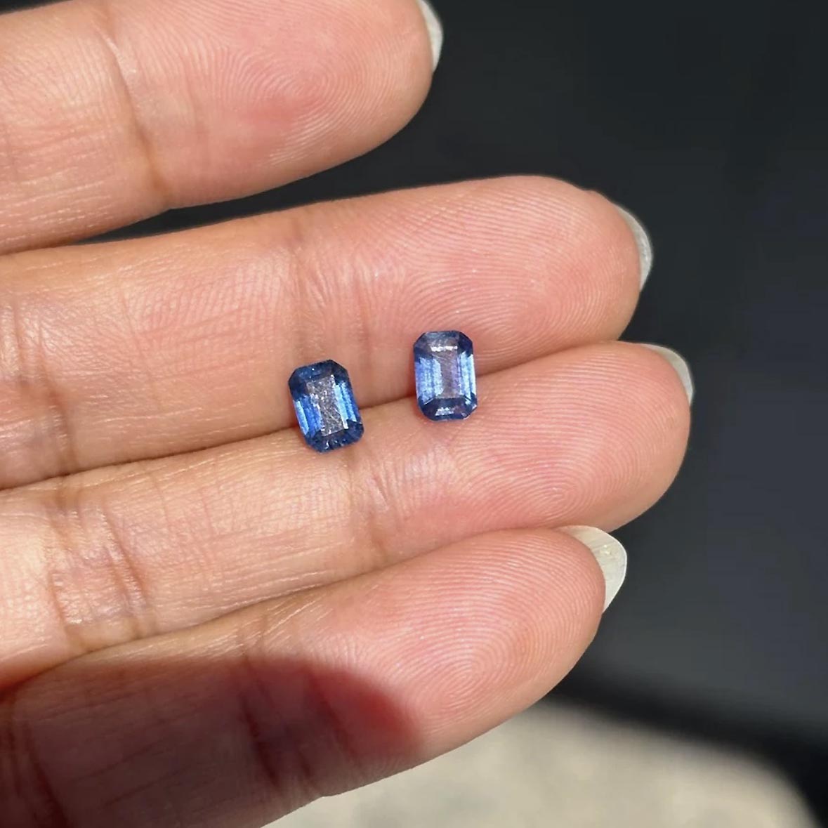 step cut blue sapphire