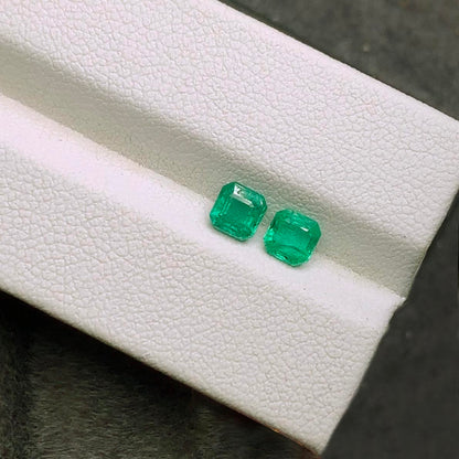 1.01ct bezel set asscher cut emeralds