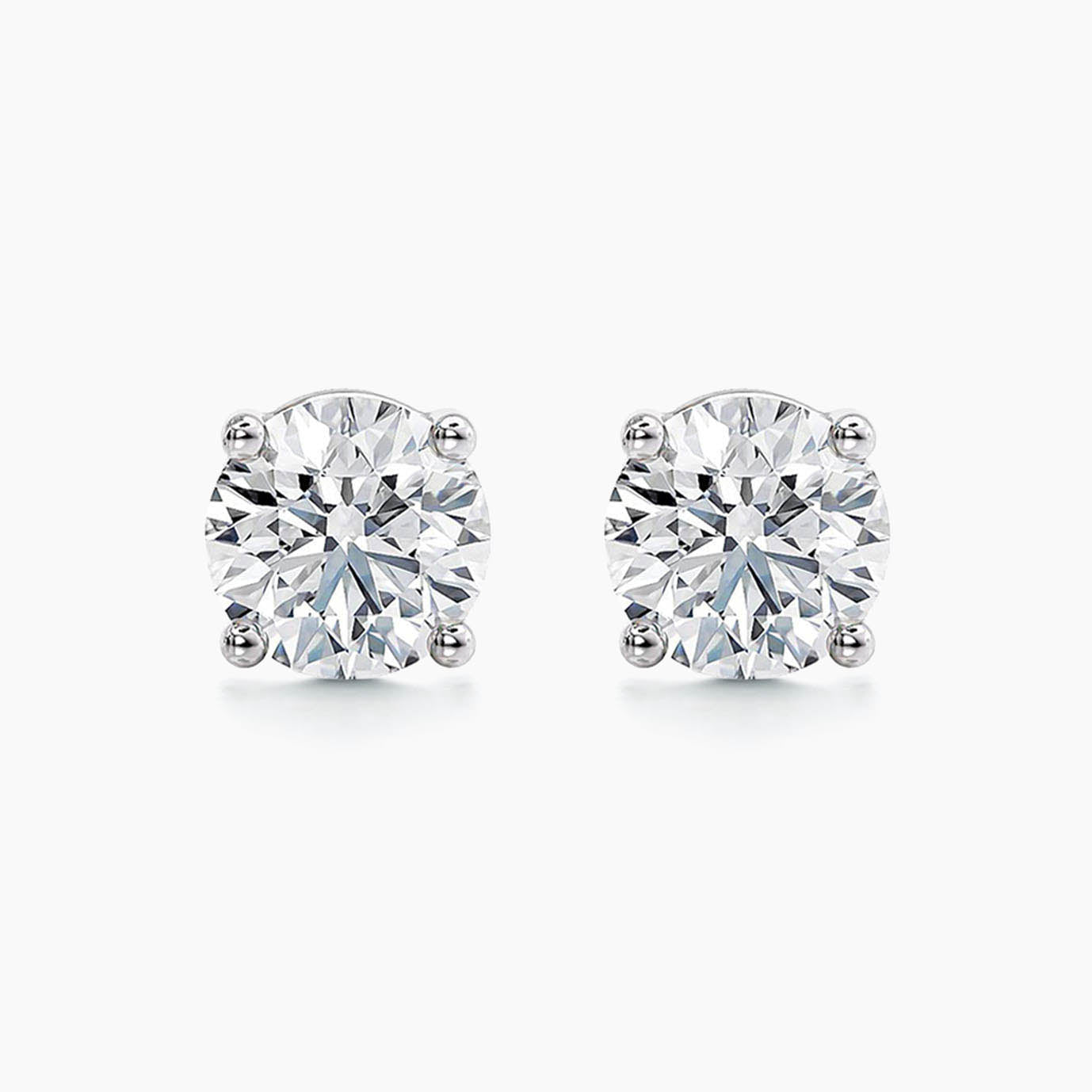 1ct diamond stud earrings in 18k white gold