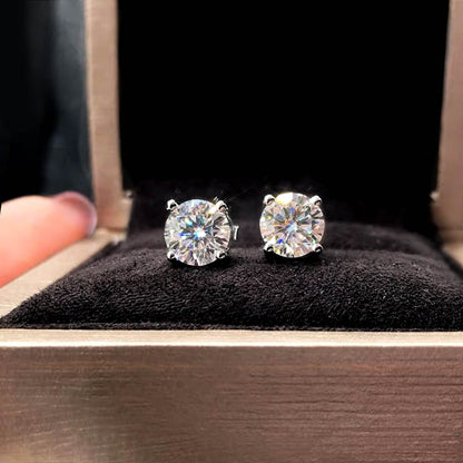 1ct diamond stud earrings in 18k white gold