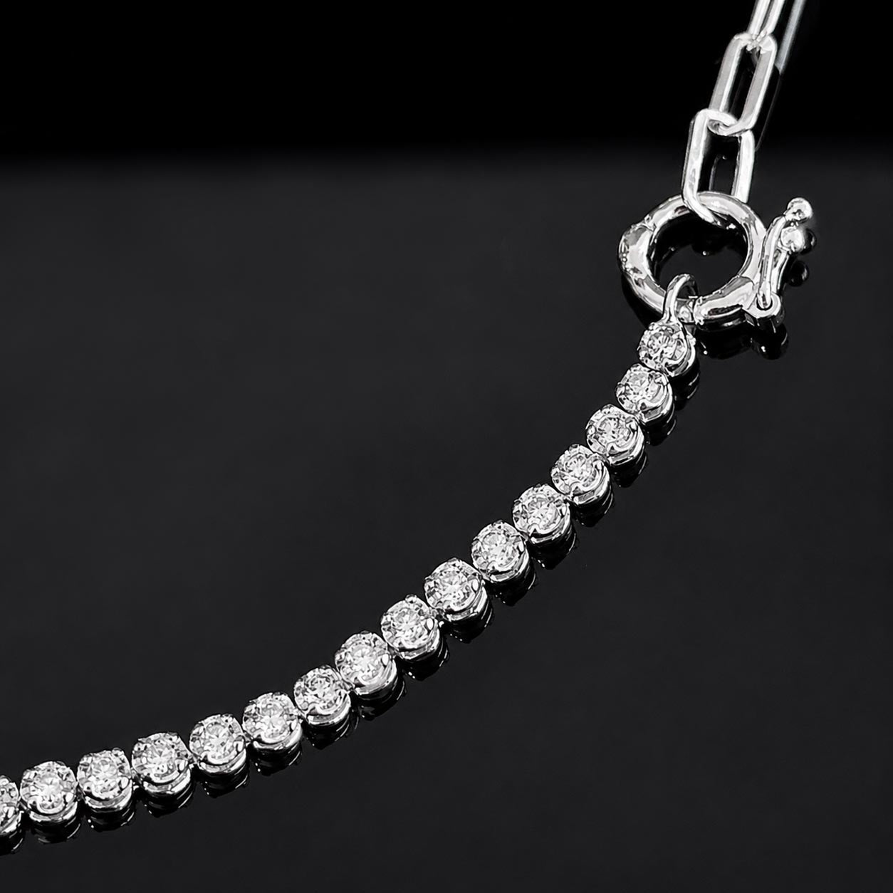 1.0ct half diamond tennis necklace 18k white gold zoom in