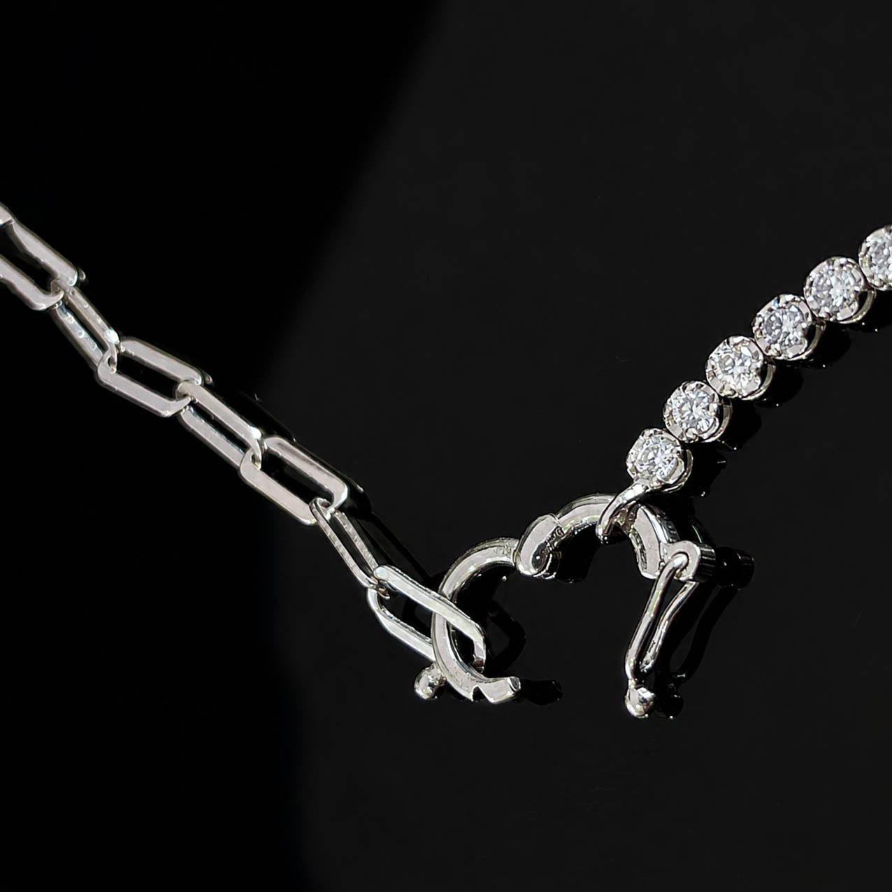 1.0ct half diamond tennis necklace 18k white gold buckle