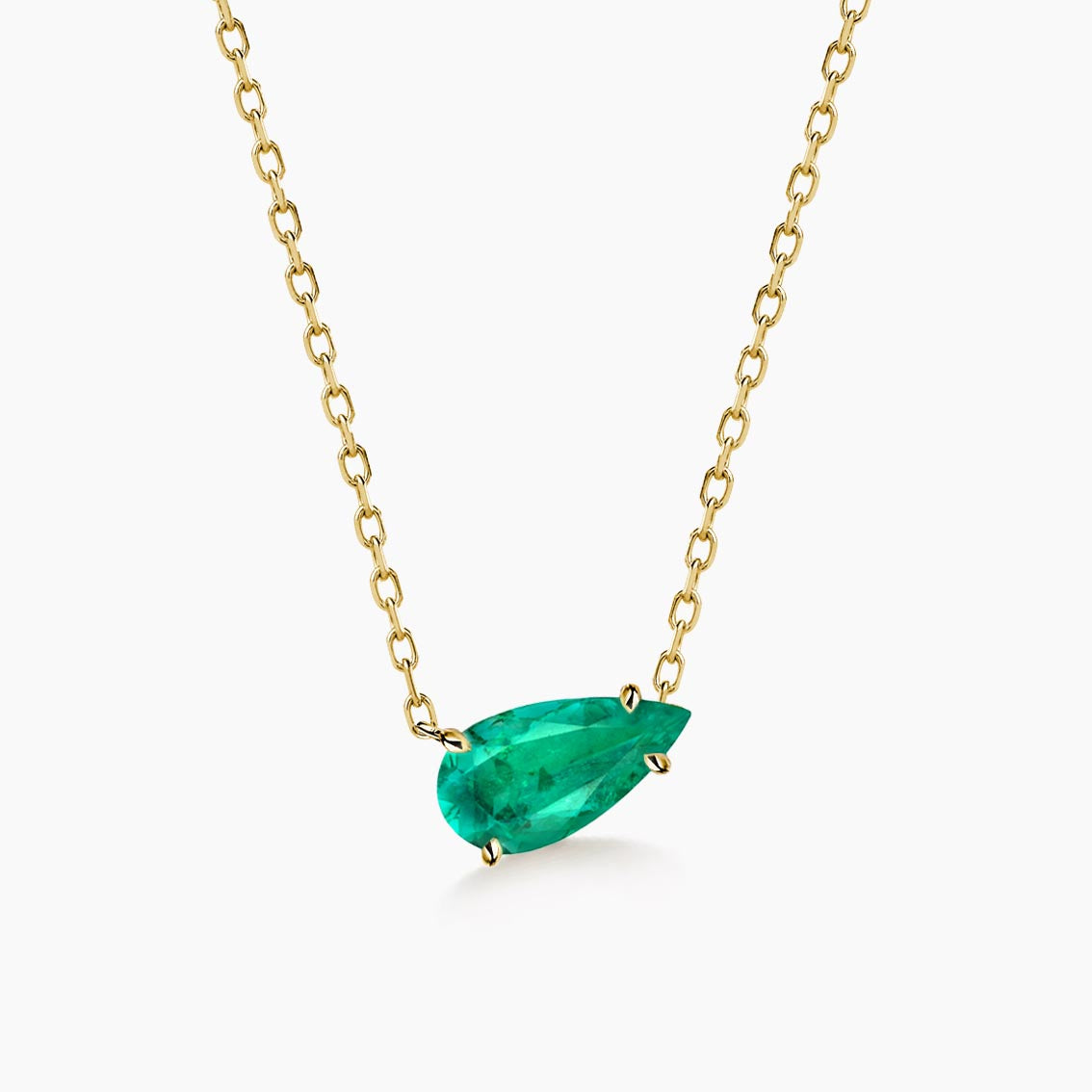 1ct pear cut emerald necklace in 18k gold