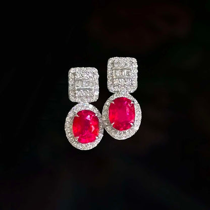 1.0ct ruby earrings with diamonds in 18k white gold