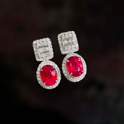 1.0ct ruby earrings with diamonds in 18k white gold