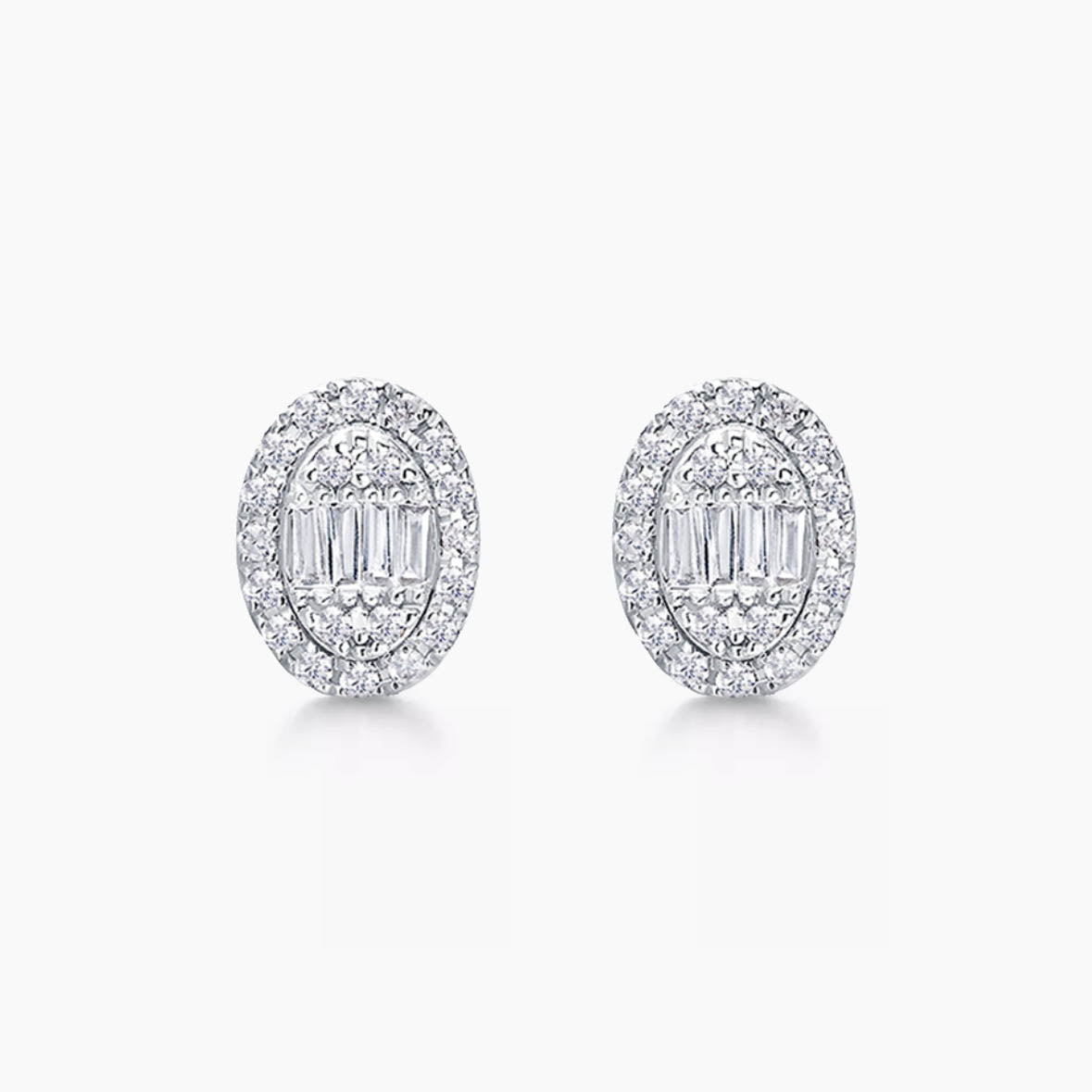 0.22ct oval shape diamond earrings 18k white gold