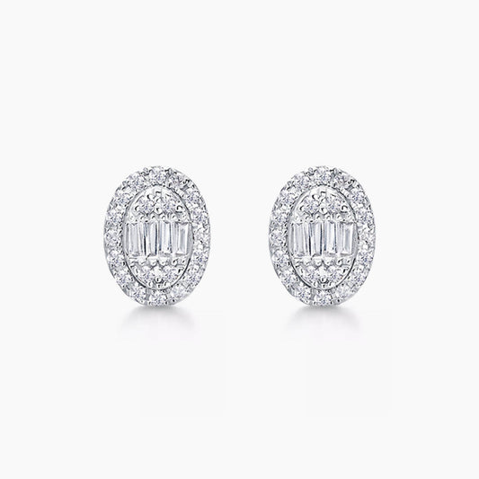 0.22ct oval shape diamond earrings 18k white gold