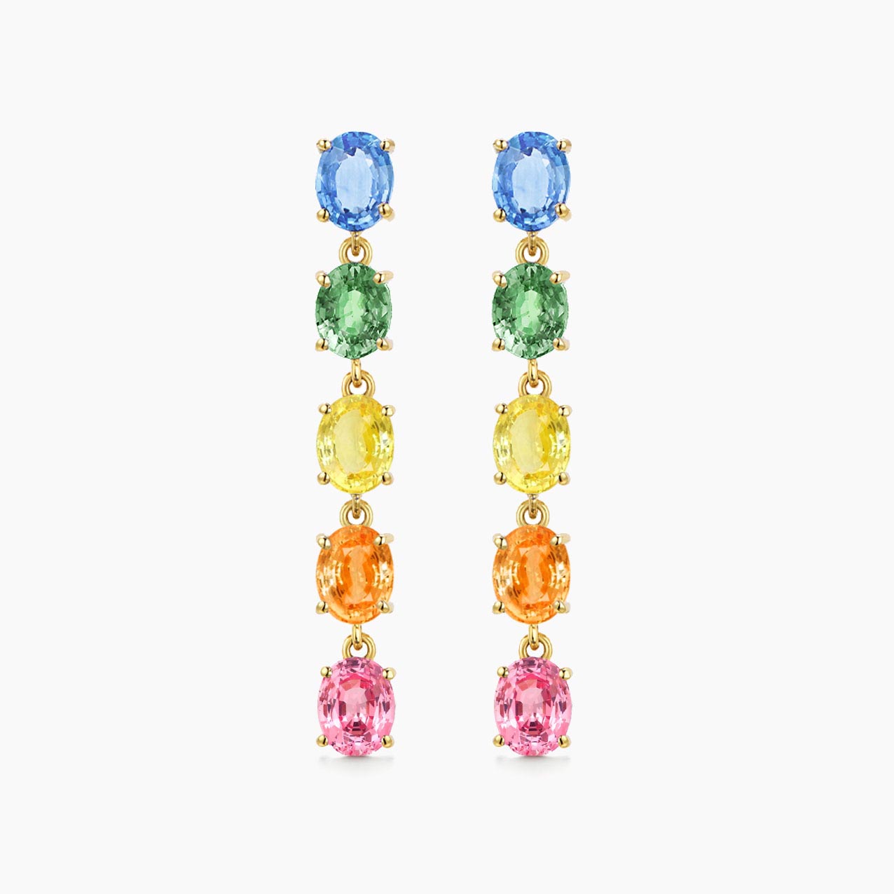 ooak 2.4ct rainbow sapphire earrings in 18k gold