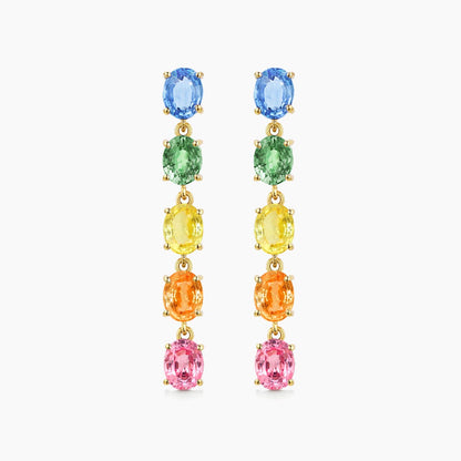 ooak 2.4ct rainbow sapphire earrings in 18k gold