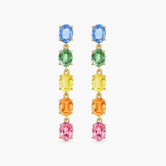 ooak 2.4ct rainbow sapphire earrings in 18k gold