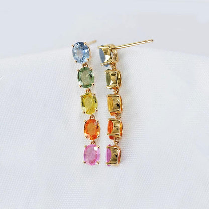 ooak 2.4ct rainbow sapphire earrings in 18k gold