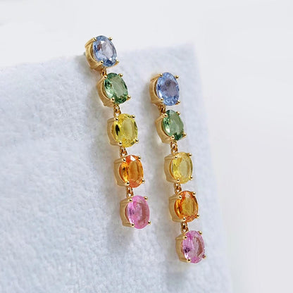 ooak 2.4ct rainbow sapphire earrings in 18k gold