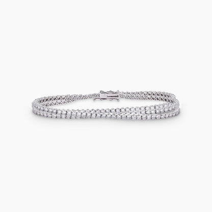 Disco Triple Diamond Tennis Bracelet in 18K White Gold