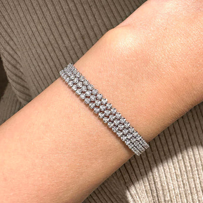 Disco Triple Diamond Tennis Bracelet in 18K White Gold