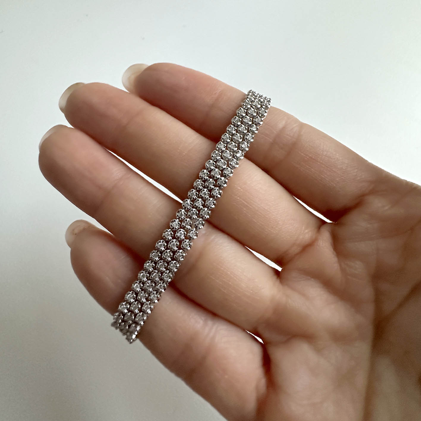 Disco Triple Diamond Tennis Bracelet in 18K White Gold